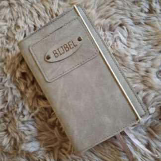 Bijbelhoes Vegan Leather Grijs/Taupe voor de JB Schoolbijbel