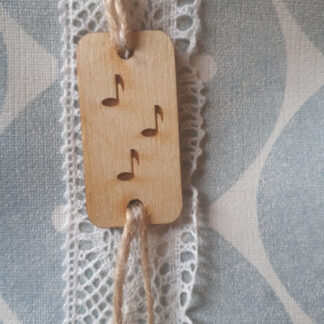 Houten label met muzieknoten (groot)