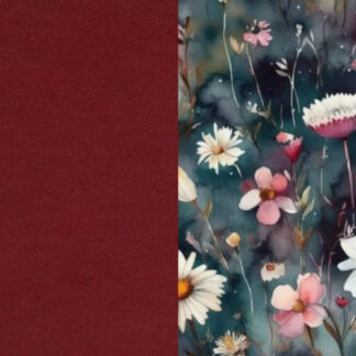Bijbelhoes kunstleer met print aquarel margrieten Diana en bordeaux rode rug