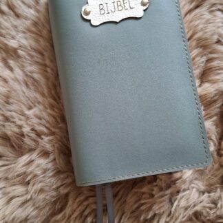 Bijbelhoes Vegan Leather oud groen voor de JB Schoolbijbel