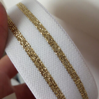 Elastiekband 4cm goud wit