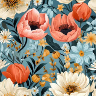 Bijbelhoes Kunstleer met print romantische bloemen Blue