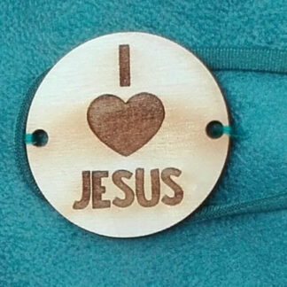 Houten label 'I love Jesus'