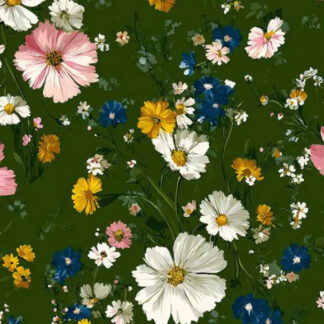 Bijbelhoes Kunstleer met print mini bloemen Green
