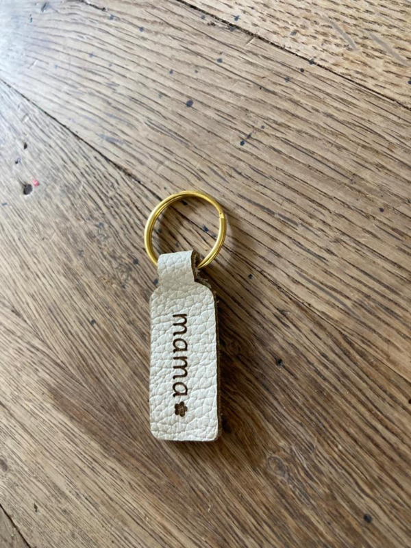 Leren sleutelhanger 'Mama'