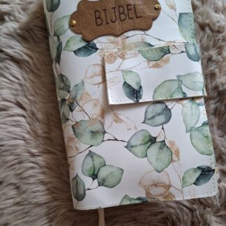 Bijbelhoes Kunstleer Eucalyptus Wit incl. luxe label