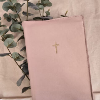 BGT luxe: Bijbelhoes Vegan Leather Zacht Peach incl. goud opdruk