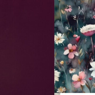 HSV Schoolbijbel: Bijbelhoes kunstleer met print aquarel margrieten Diana met aubergine rug