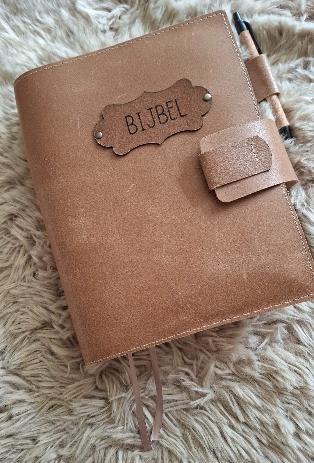Bijbel SV met schrijfruimte: Bijbelhoes vintage leer bruin