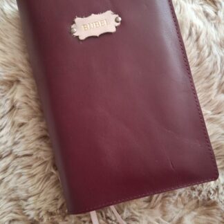 NBV 21standaard: Bijbelhoes leer Aubergine