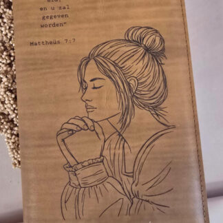 Zij Lacht Bijbel HSV: Bijbelhoes leer cognac incl. gravure Art by Claudia