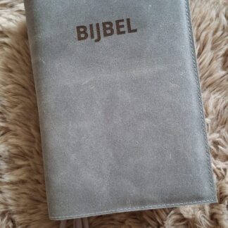 BGT jongerenbijbel: Bijbelhoes vintage leer Grijs incl. opdruk