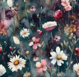 Bijbelhoes kunstleer met print aquarel margrieten Diana