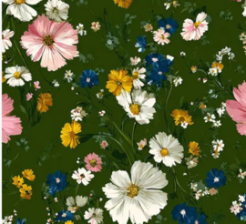 Bijbelhoes Kunstleer met print mini bloemen Green